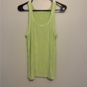 American Eagle Outfitters Fitted Green Sleeveless Tank Top